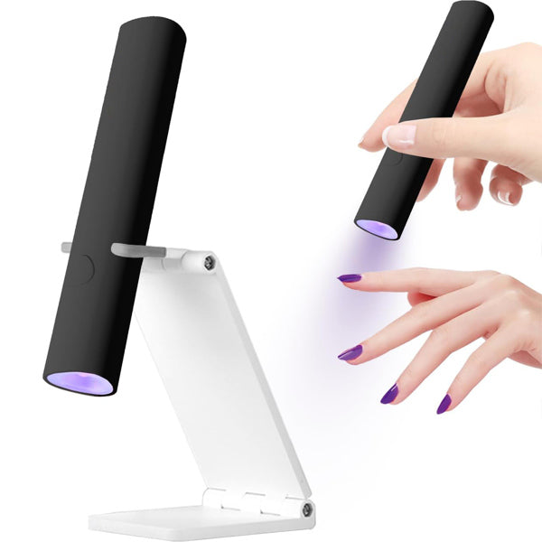 UV For Gel Nails, Mini U V LED Nail Light Handheld, With Bracket, Portable Nail Dryer, Rechargeable USB Wireless, For Fast Drying, Black