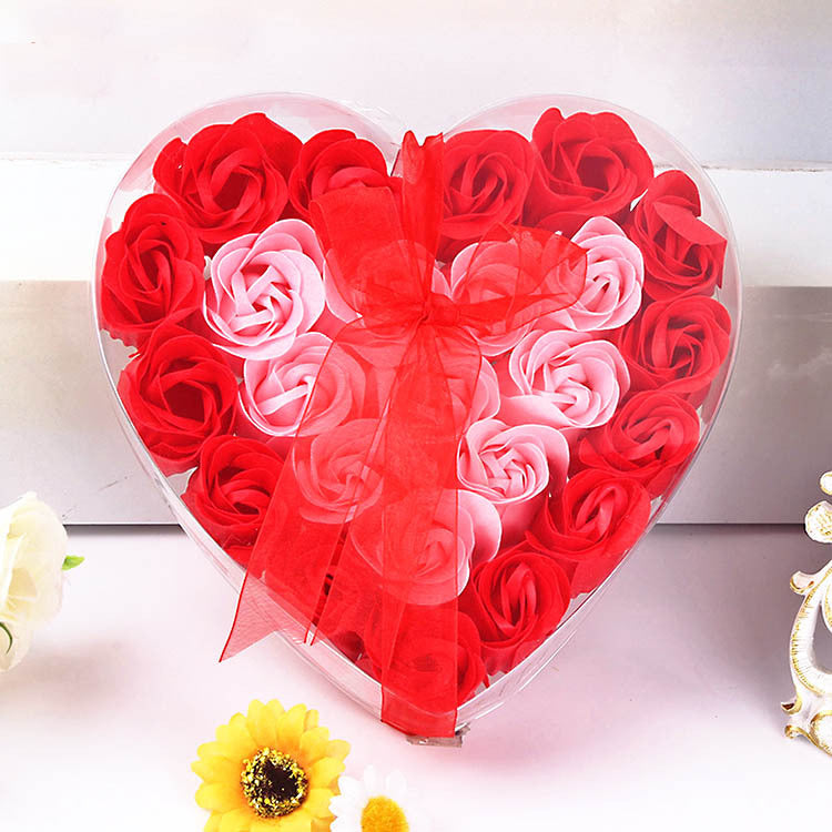 Rose-scented soap heart-shaped gift box
